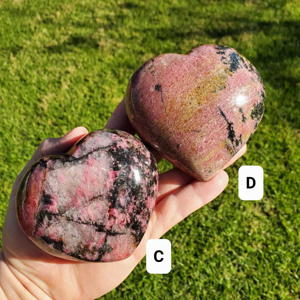 Big Rhodonite Puffy Heart - Self Love, Balance, Joy, Happiness - Pink and Black Crystal Heart Healing Crystals Gemstones