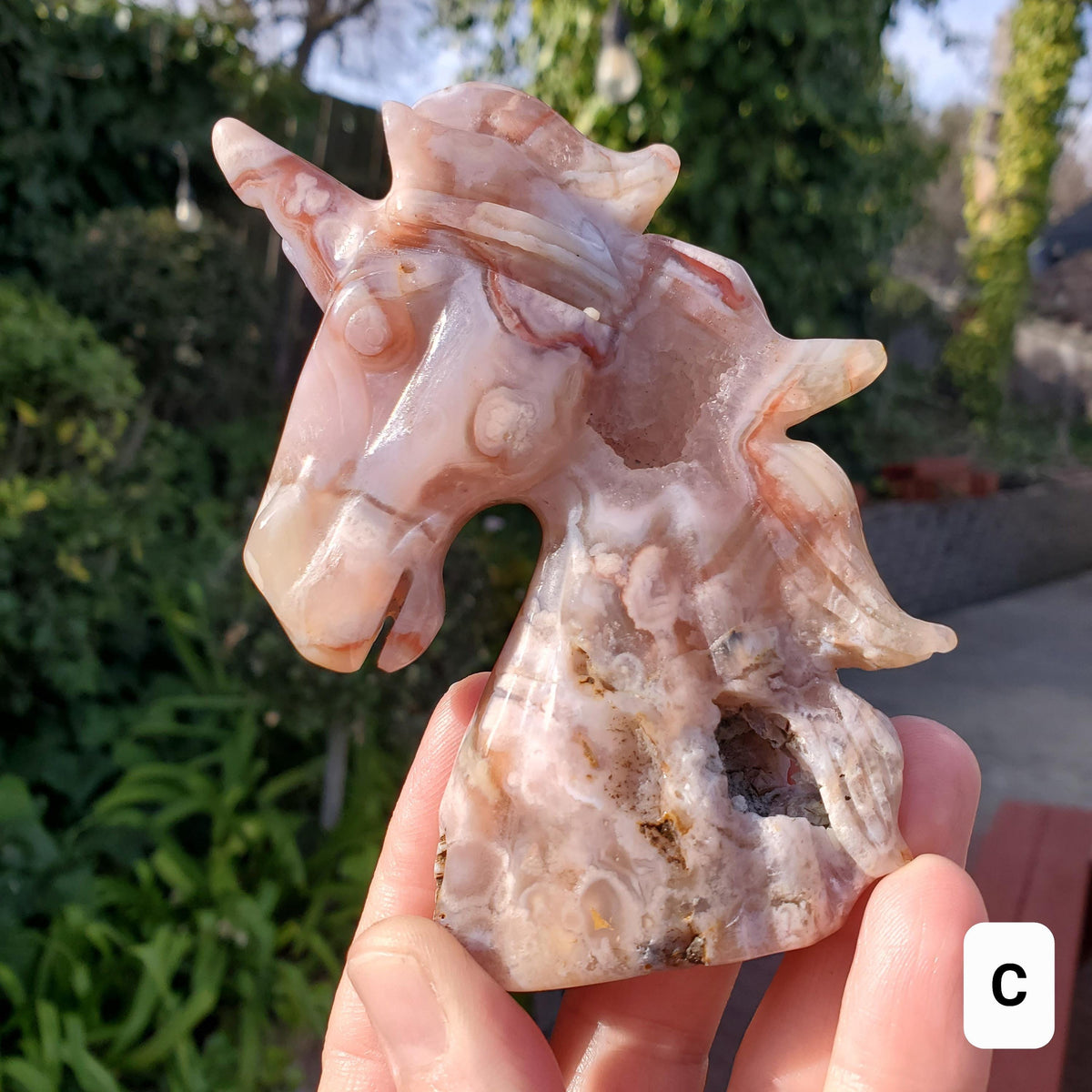 Flower Agate Unicorn - Gentle, Nourishing, Growth, Manifest - Carved Unicorn Crystal Stone Healing Crystals Gemstone