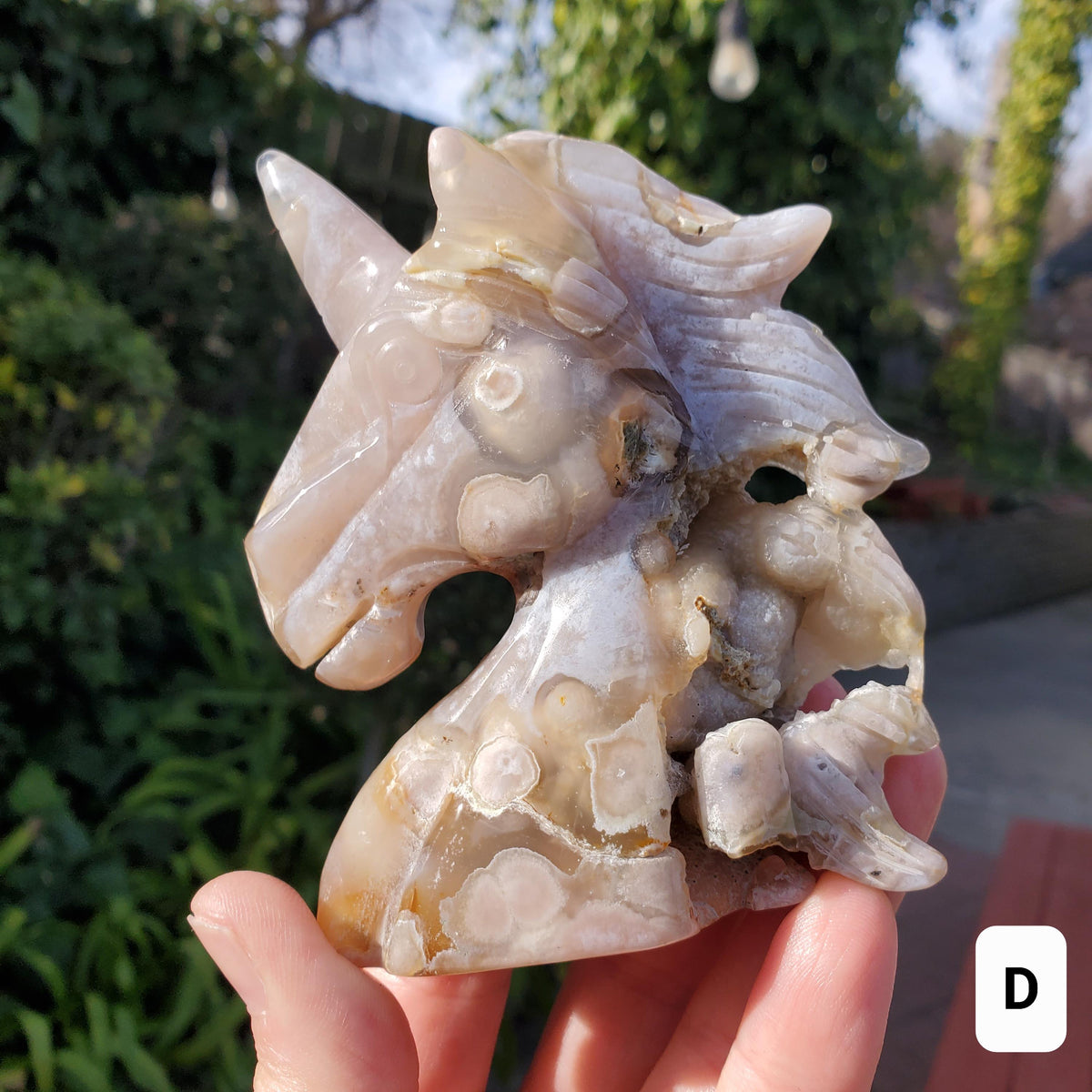 Flower Agate Unicorn - Gentle, Nourishing, Growth, Manifest - Carved Unicorn Crystal Stone Healing Crystals Gemstone