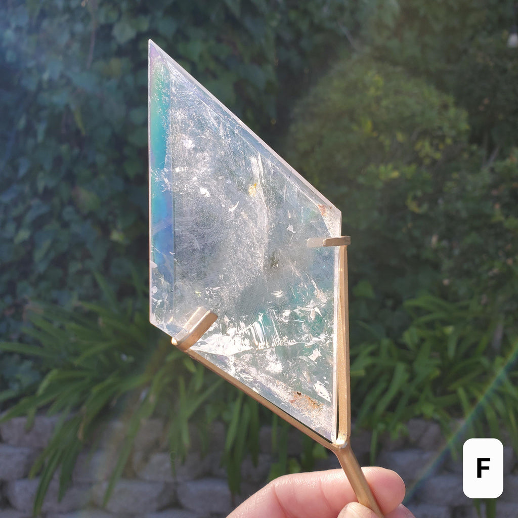 Aura Quartz Diamond with Stand - Counteracts Negative, Energizes Positive Energy - Angel Aura Quartz Crystal Diamond Healing Gemstone