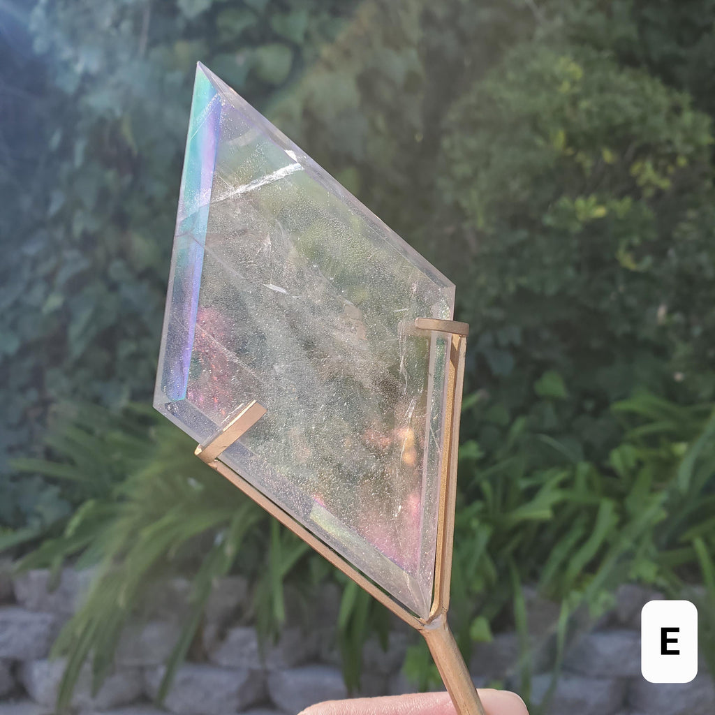Aura Quartz Diamond with Stand - Counteracts Negative, Energizes Positive Energy - Angel Aura Quartz Crystal Diamond Healing Gemstone