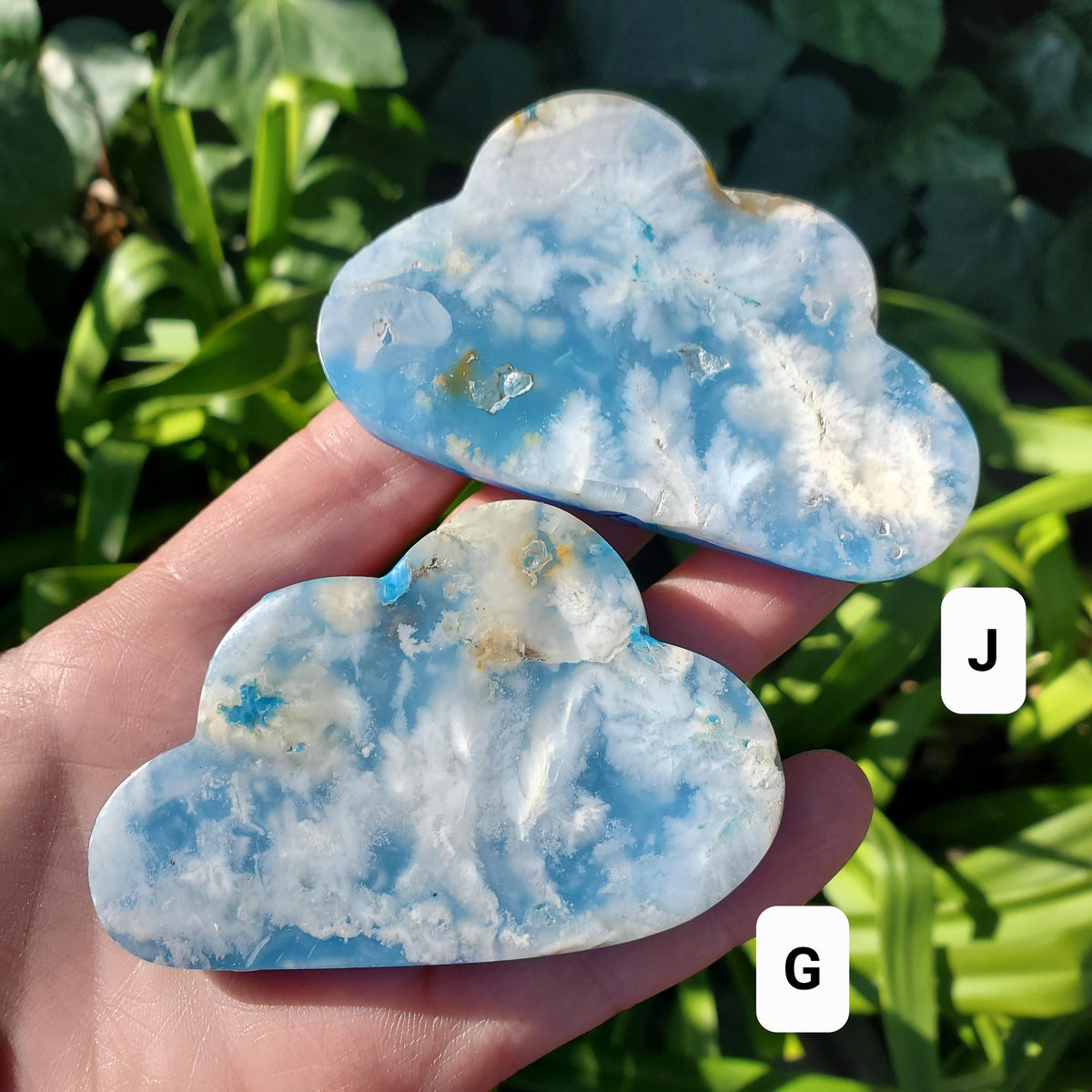 Snow Agate Cloud Doublet (man made back) - Balances Females Ying Yang Energy - 2.85" to 3.15" White Plume Agate Cloud Healing Gemstone