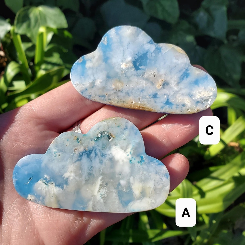 Snow Agate Cloud Doublet (man made back) - Balances Females Ying Yang Energy - 2.85" to 3.15" White Plume Agate Cloud Healing Gemstone