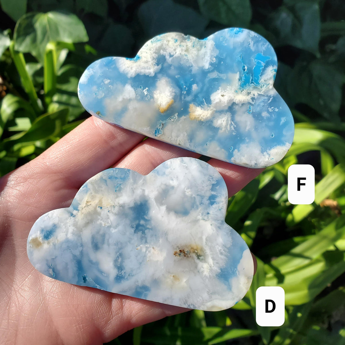 Snow Agate Cloud Doublet (man made back) - Balances Females Ying Yang Energy - 2.85" to 3.15" White Plume Agate Cloud Healing Gemstone
