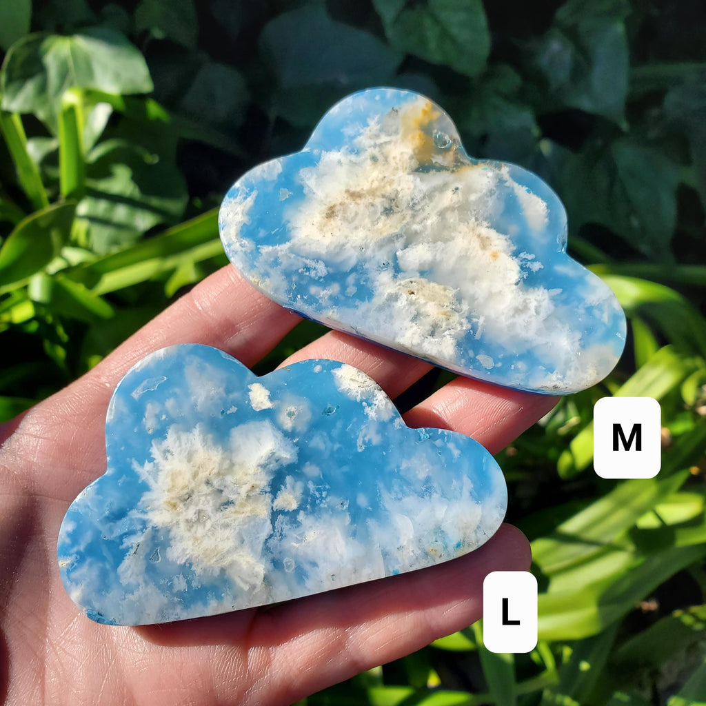 Snow Agate Cloud Doublet (man made back) - Balances Females Ying Yang Energy - 2.85" to 3.15" White Plume Agate Cloud Healing Gemstone