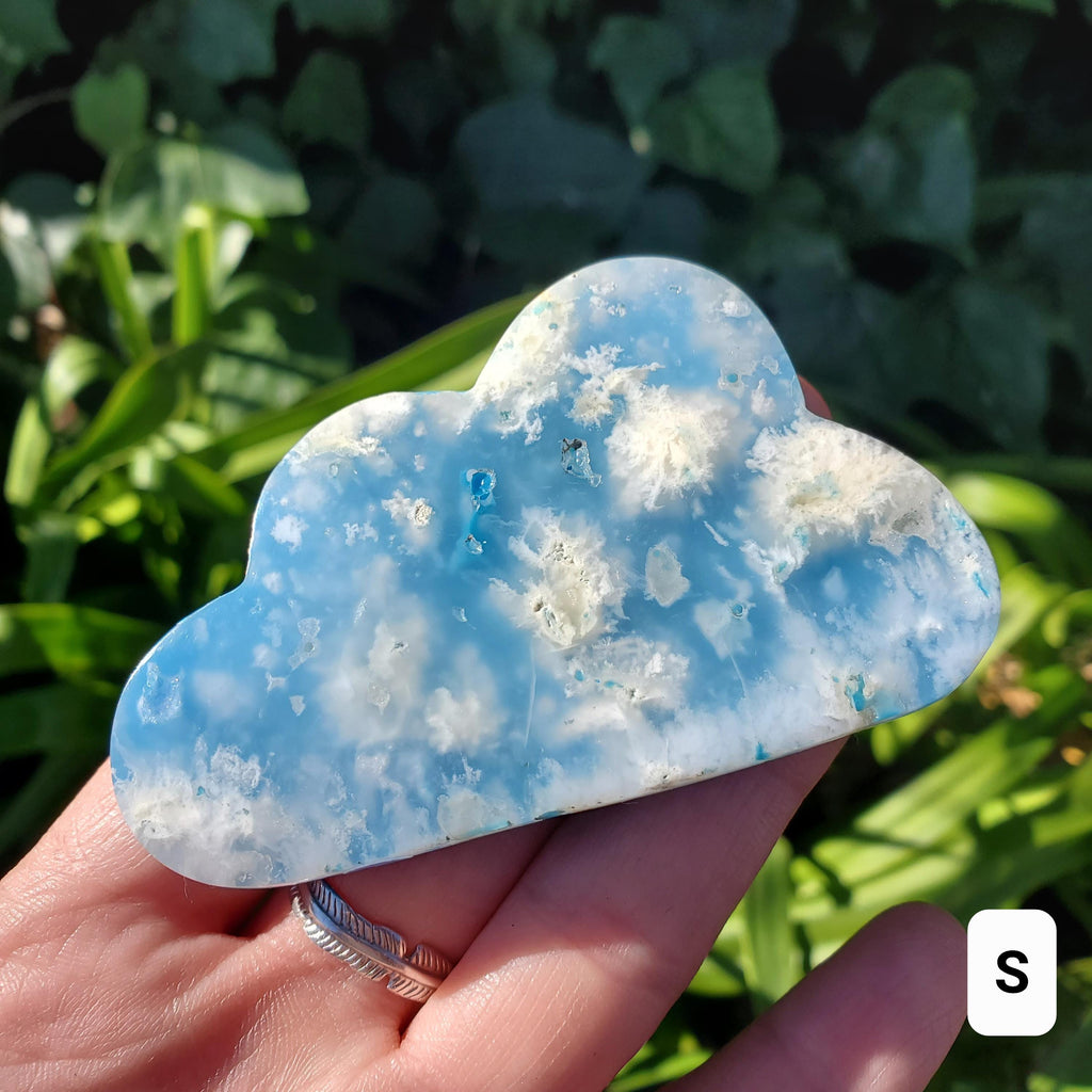 Snow Agate Cloud Doublet (man made back) - Balances Females Ying Yang Energy - 2.85" to 3.15" White Plume Agate Cloud Healing Gemstone