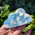 Snow Agate Cloud Doublet (man made back) - Balances Females Ying Yang Energy - 2.85" to 3.15" White Plume Agate Cloud Healing Gemstone