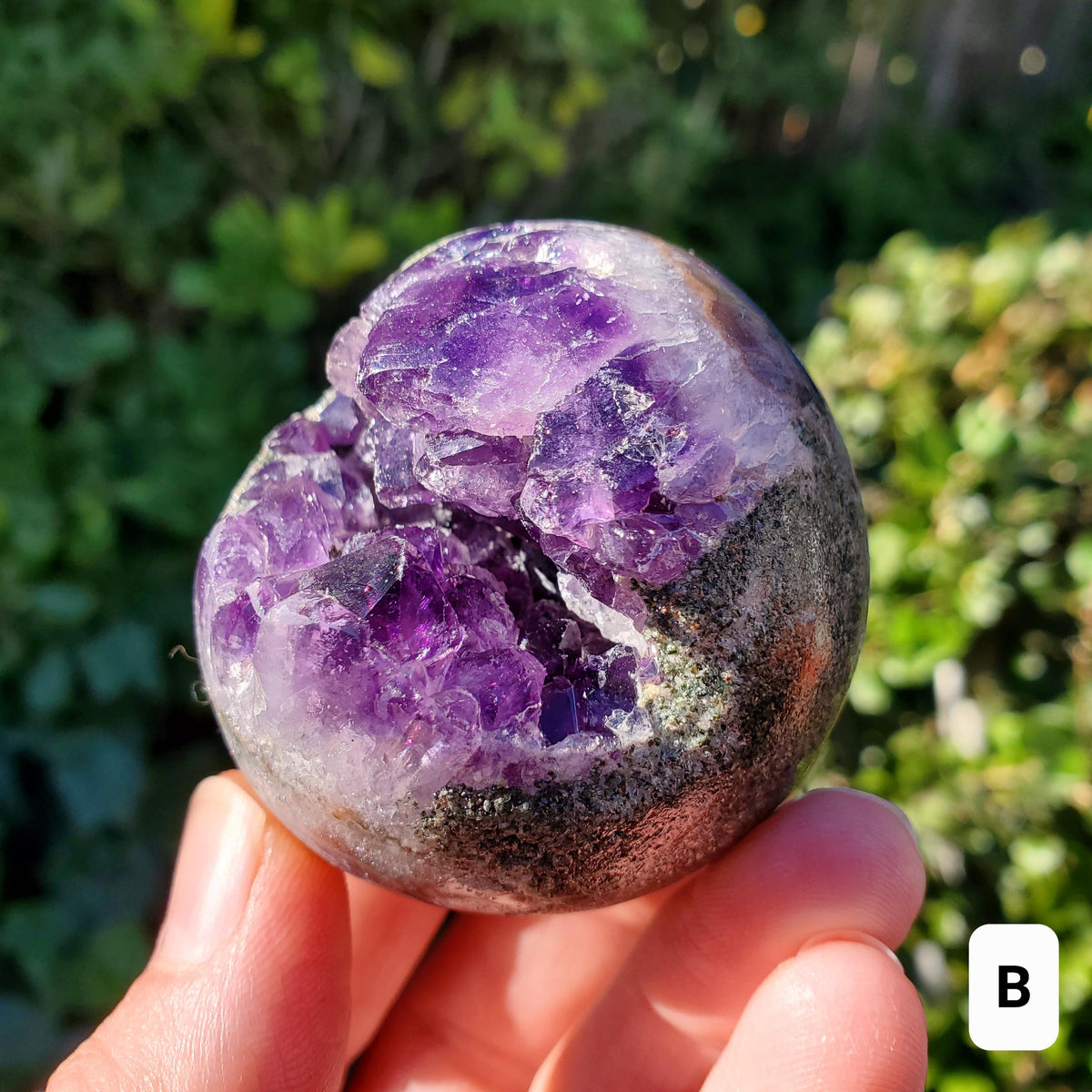 Druzy Amethyst Cluster Sphere - Calming, Protection, Positivity - Purple Amethyst Geode Crystal Ball Healing Gemstones