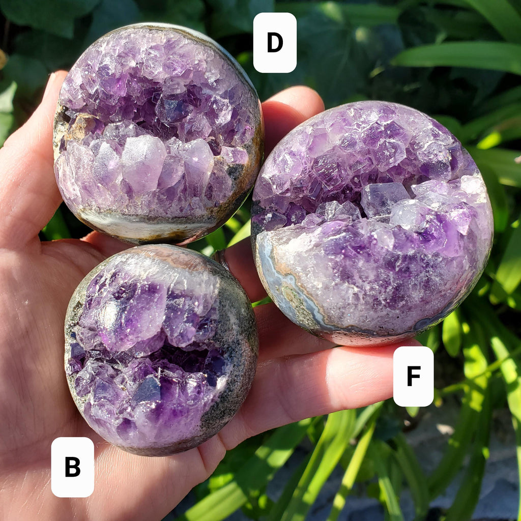 Druzy Amethyst Cluster Sphere - Calming, Protection, Positivity - Purple Amethyst Geode Crystal Ball Healing Gemstones