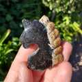 Small Petrified Palm Root Unicorn Carving - Calming, Cleansing, Positive Energy - Unicorn Crystal Stone Healing Crystals Gemstones