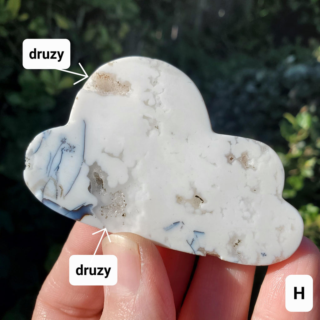 Druzy Dendrite Snow Agate Cloud - Balances Females Ying Yang Energy - 3" White Plume Druzy Agate Cloud Healing Crystals Gemstone