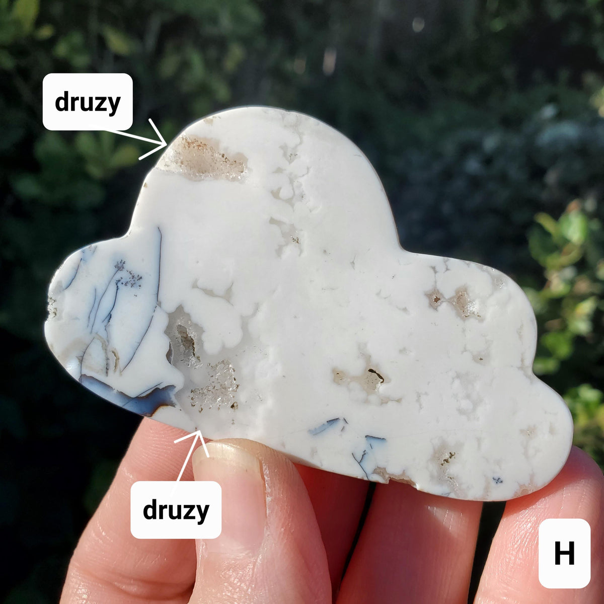 Druzy Dendrite Snow Agate Cloud - Balances Females Ying Yang Energy - 3" White Plume Druzy Agate Cloud Healing Crystals Gemstone