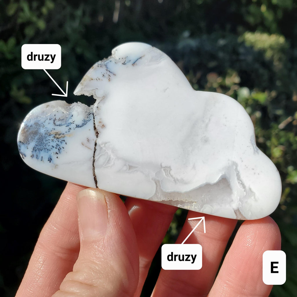 Druzy Dendrite Snow Agate Cloud - Balances Females Ying Yang Energy - 3" White Plume Druzy Agate Cloud Healing Crystals Gemstone