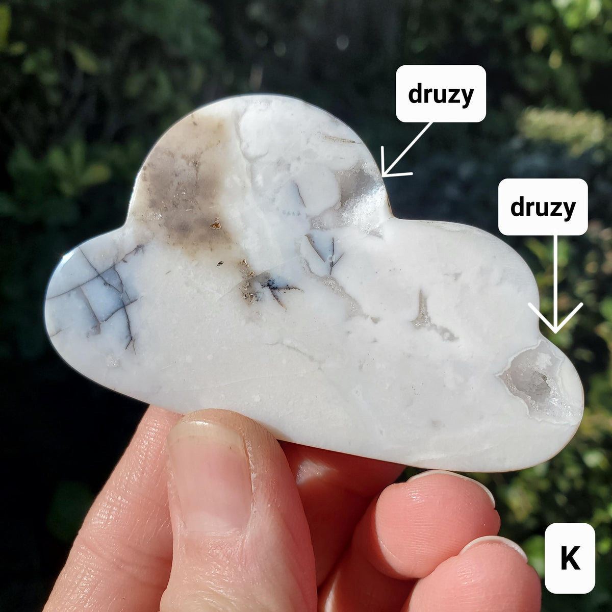 Druzy Dendrite Snow Agate Cloud - Balances Females Ying Yang Energy - 3" White Plume Druzy Agate Cloud Healing Crystals Gemstone