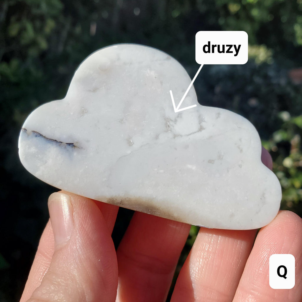 Druzy Dendrite Snow Agate Cloud - Balances Females Ying Yang Energy - 3" White Plume Druzy Agate Cloud Healing Crystals Gemstone