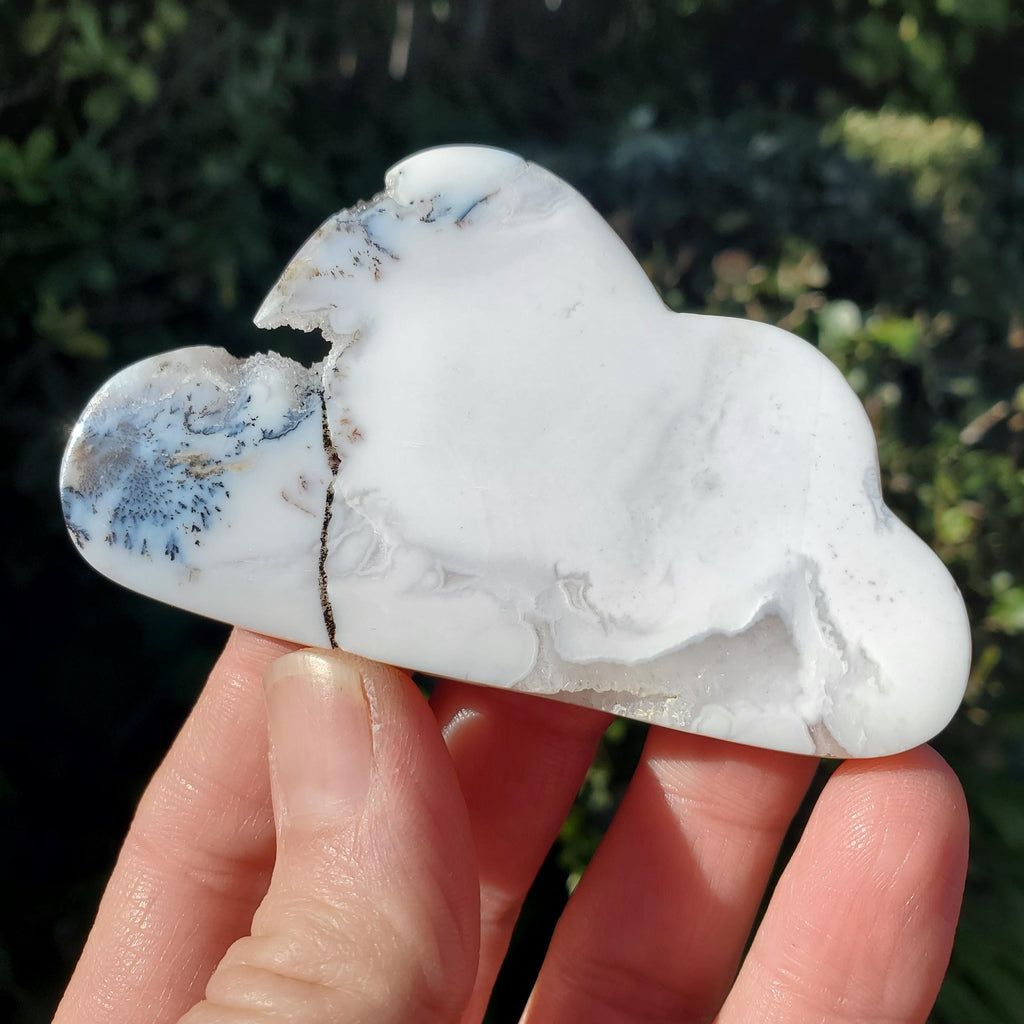 Druzy Dendrite Snow Agate Cloud - Balances Females Ying Yang Energy - 3" White Plume Druzy Agate Cloud Healing Crystals Gemstone