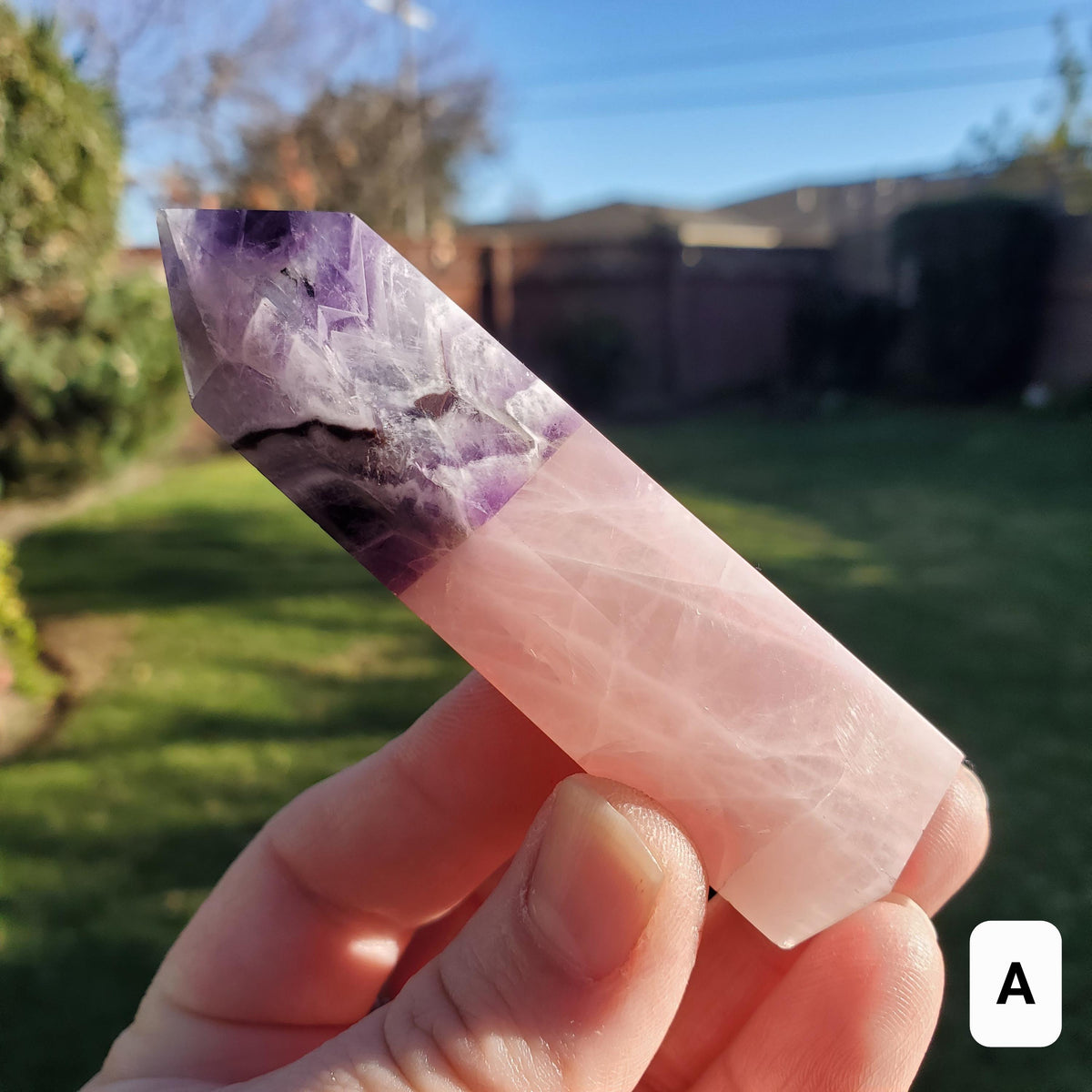 Rose Quartz & Dream Amethyst Tower - Unconditional Love, Calming, Connection, Energetic Protection - Crystal Generator Healing Gemstones
