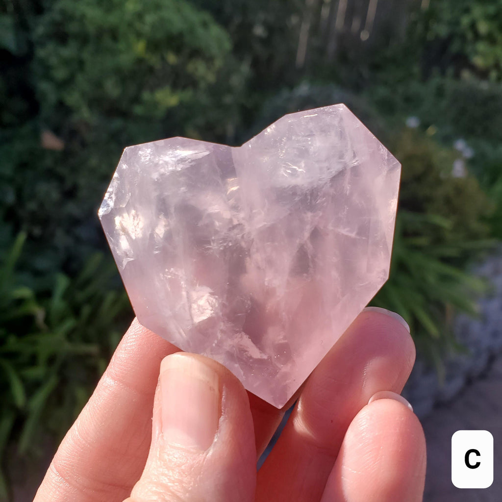 Small Rose Quartz Faceted Heart - Unconditional Love, Passion, Forgiveness - Pink Crystal Heart Stone Healing Crystals Gemstones