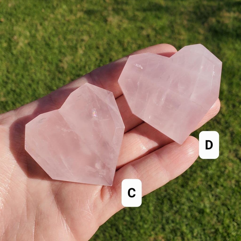 Small Rose Quartz Faceted Heart - Unconditional Love, Passion, Forgiveness - Pink Crystal Heart Stone Healing Crystals Gemstones