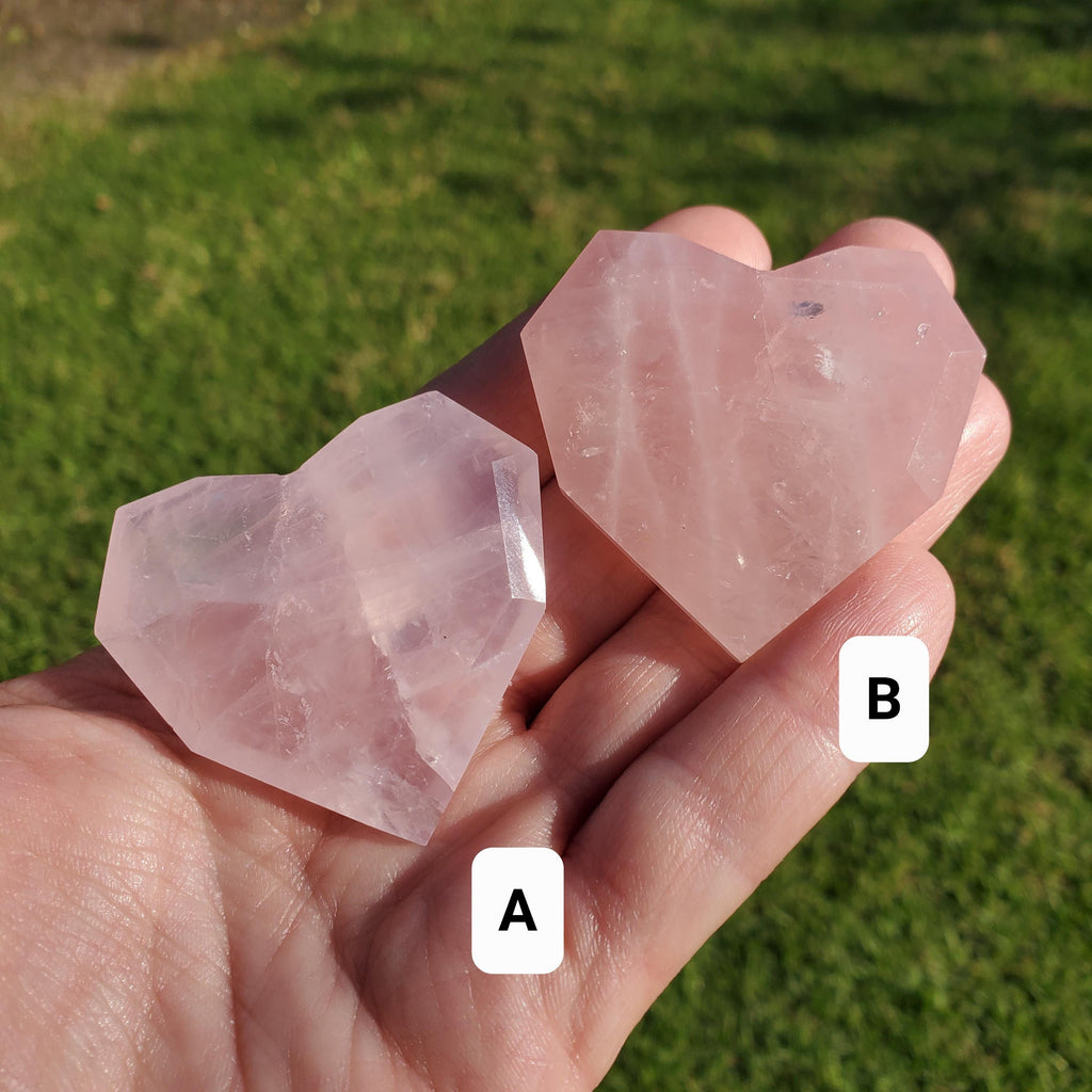 Small Rose Quartz Faceted Heart - Unconditional Love, Passion, Forgiveness - Pink Crystal Heart Stone Healing Crystals Gemstones