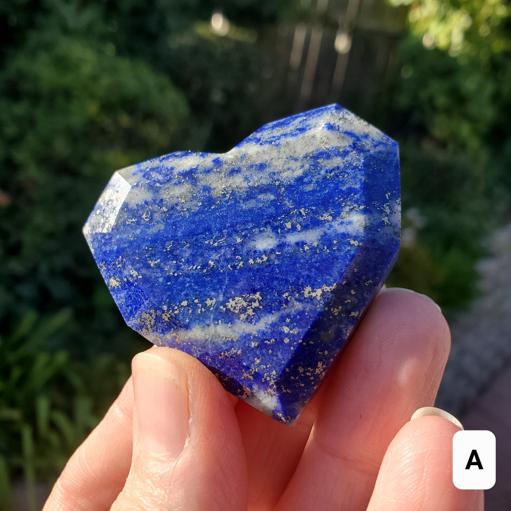 Small Lapis Lazuli Faceted Heart - Speak Your Truth, Communication, Personal Power - Lapiz Lazuli Crystal Heart Healing Gemstone