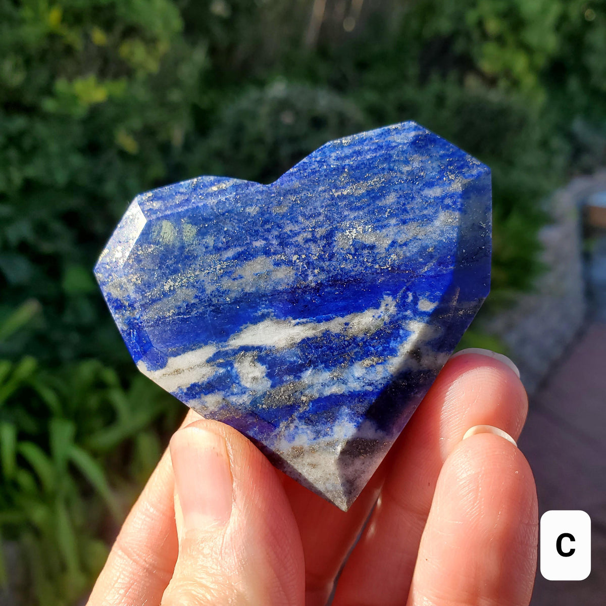 Small Lapis Lazuli Faceted Heart - Speak Your Truth, Communication, Personal Power - Lapiz Lazuli Crystal Heart Healing Gemstone