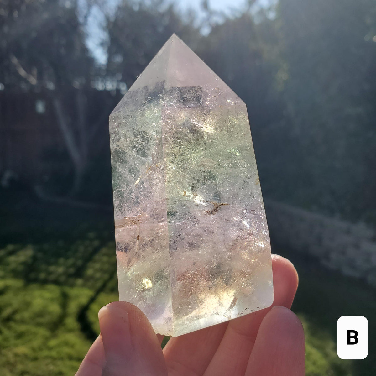 Chunky Aura Quartz Tower - Master Healer, Counteracts Negative, Energizes Positive Energy - Clear Quartz Crystal Point Healing Stone Rainbow