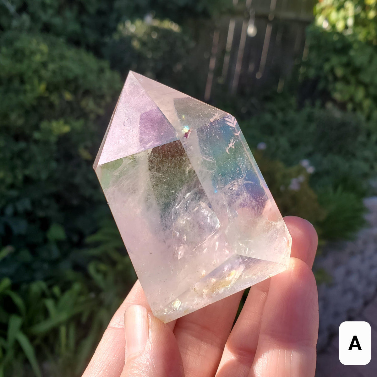 Chunky Aura Quartz Tower - Master Healer, Counteracts Negative, Energizes Positive Energy - Clear Quartz Crystal Point Healing Stone Rainbow