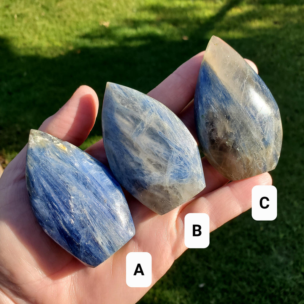 Flashy Blue Kyanite Flame - Calming, Clarity, Connection, Communication, Balances Chakras - Kyanite Crystal Flame Gemstone