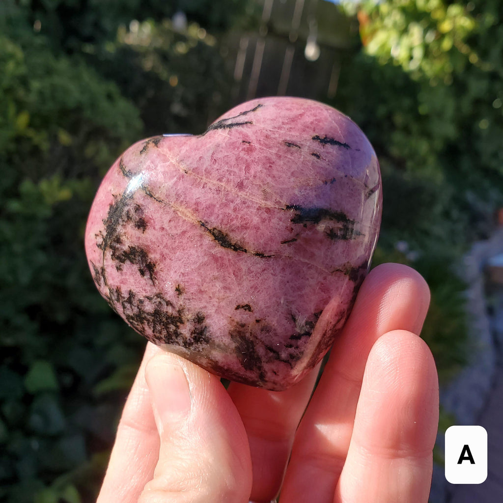 Big Rhodonite Puffy Heart - Self Love, Balance, Joy, Happiness - Pink and Black Crystal Heart Healing Crystals Gemstones