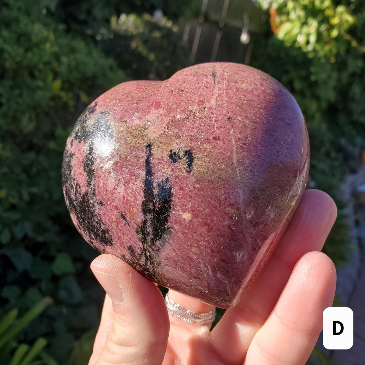 Big Rhodonite Puffy Heart - Self Love, Balance, Joy, Happiness - Pink and Black Crystal Heart Healing Crystals Gemstones