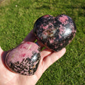 Big Rhodonite Puffy Heart - Self Love, Balance, Joy, Happiness - Pink and Black Crystal Heart Healing Crystals Gemstones