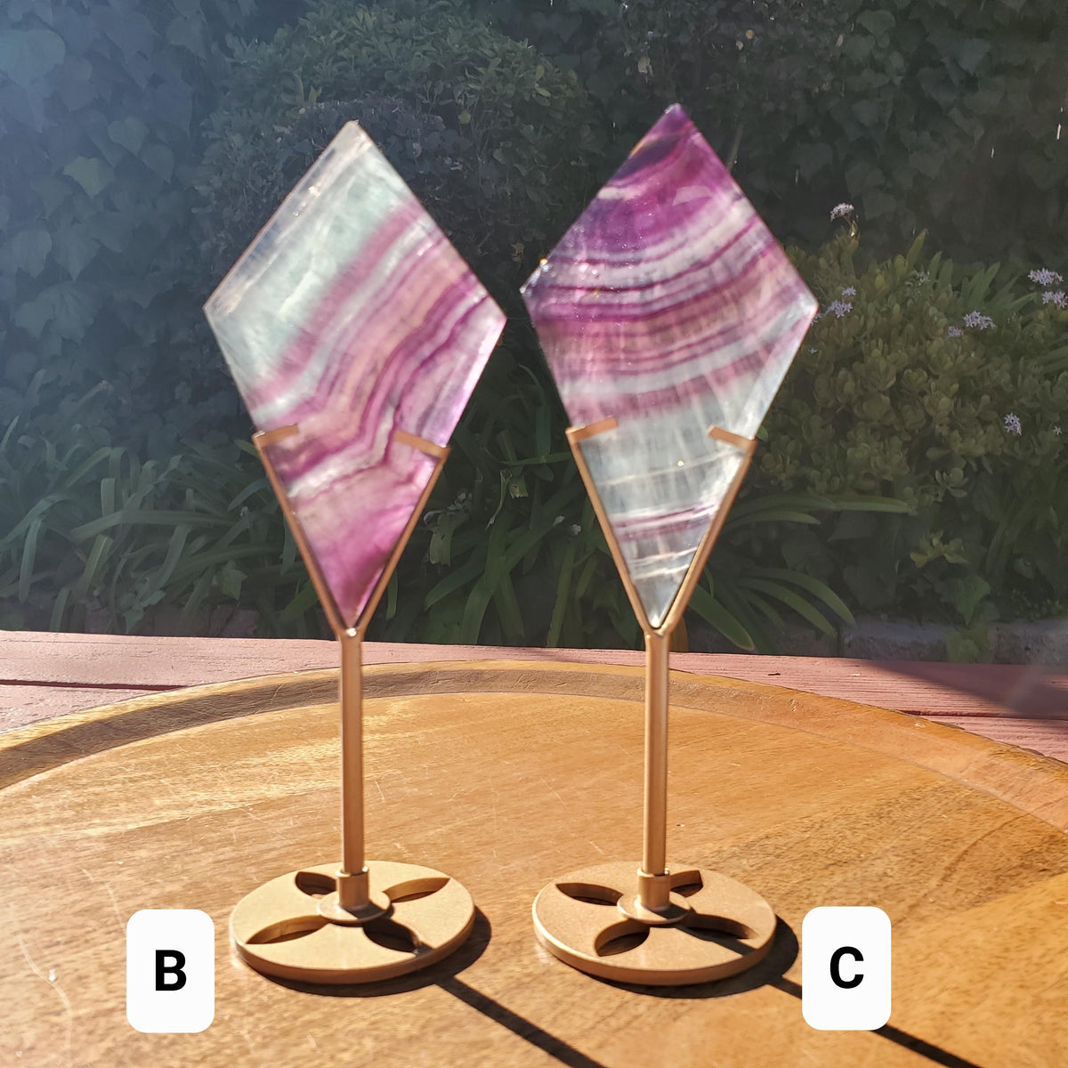 Rainbow Fluorite Diamond on Stand - Mental Concentration, Energetic Protection, Positivity - Crystal Diamond Healing Gemstone Statement