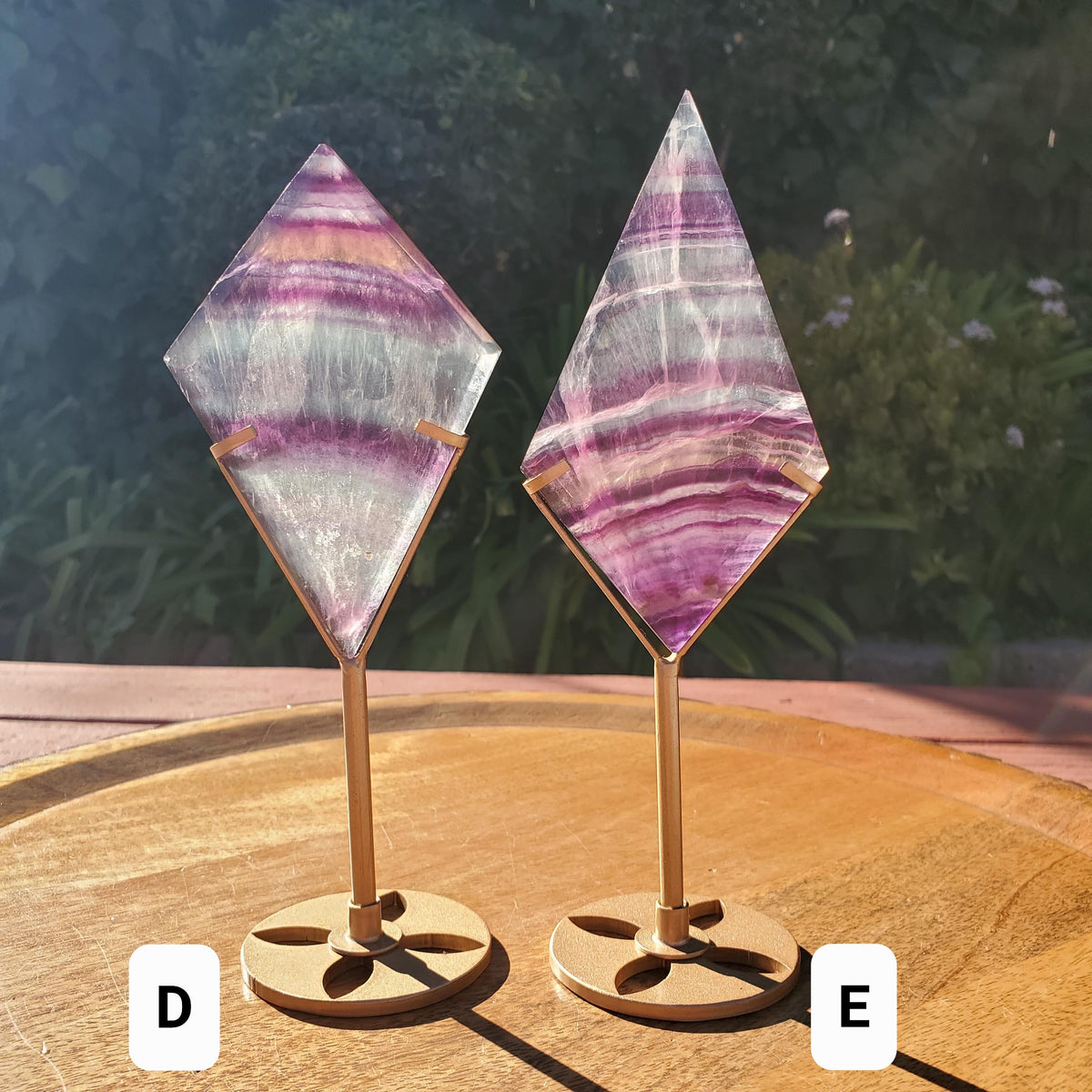 Rainbow Fluorite Diamond on Stand - Mental Concentration, Energetic Protection, Positivity - Crystal Diamond Healing Gemstone Statement