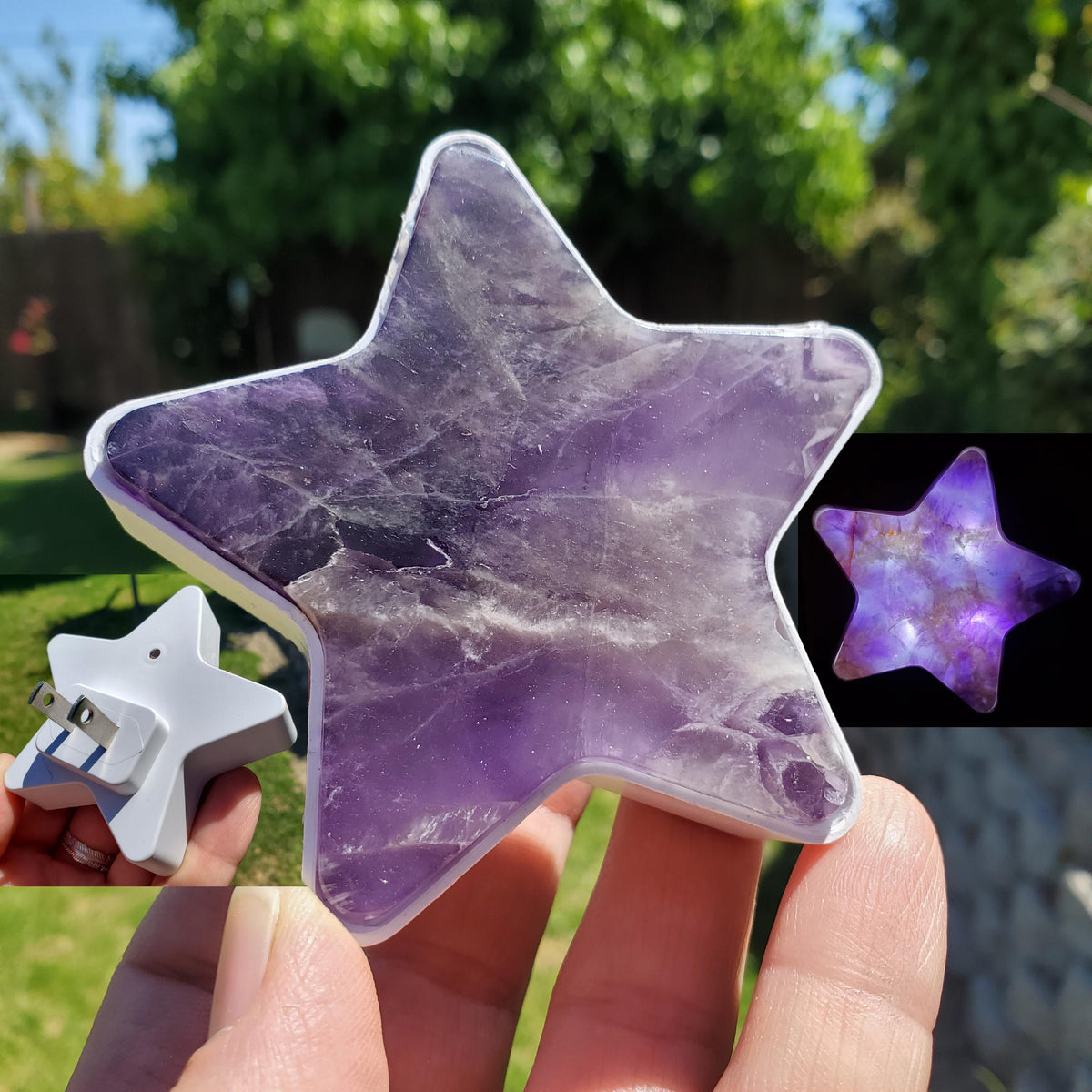 Dream Amethyst Star Plug-In Light - Calming, Energetic Protection, Positivity, Divine Love - Purple Crystal Star Room Decor Accent