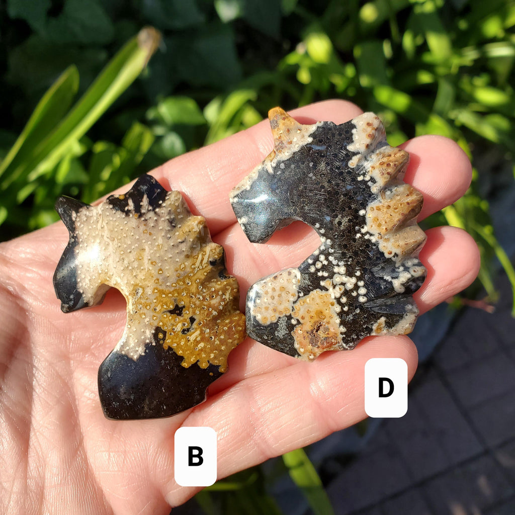 Small Petrified Palm Root Unicorn Carving - Calming, Cleansing, Positive Energy - Unicorn Crystal Stone Healing Crystals Gemstones