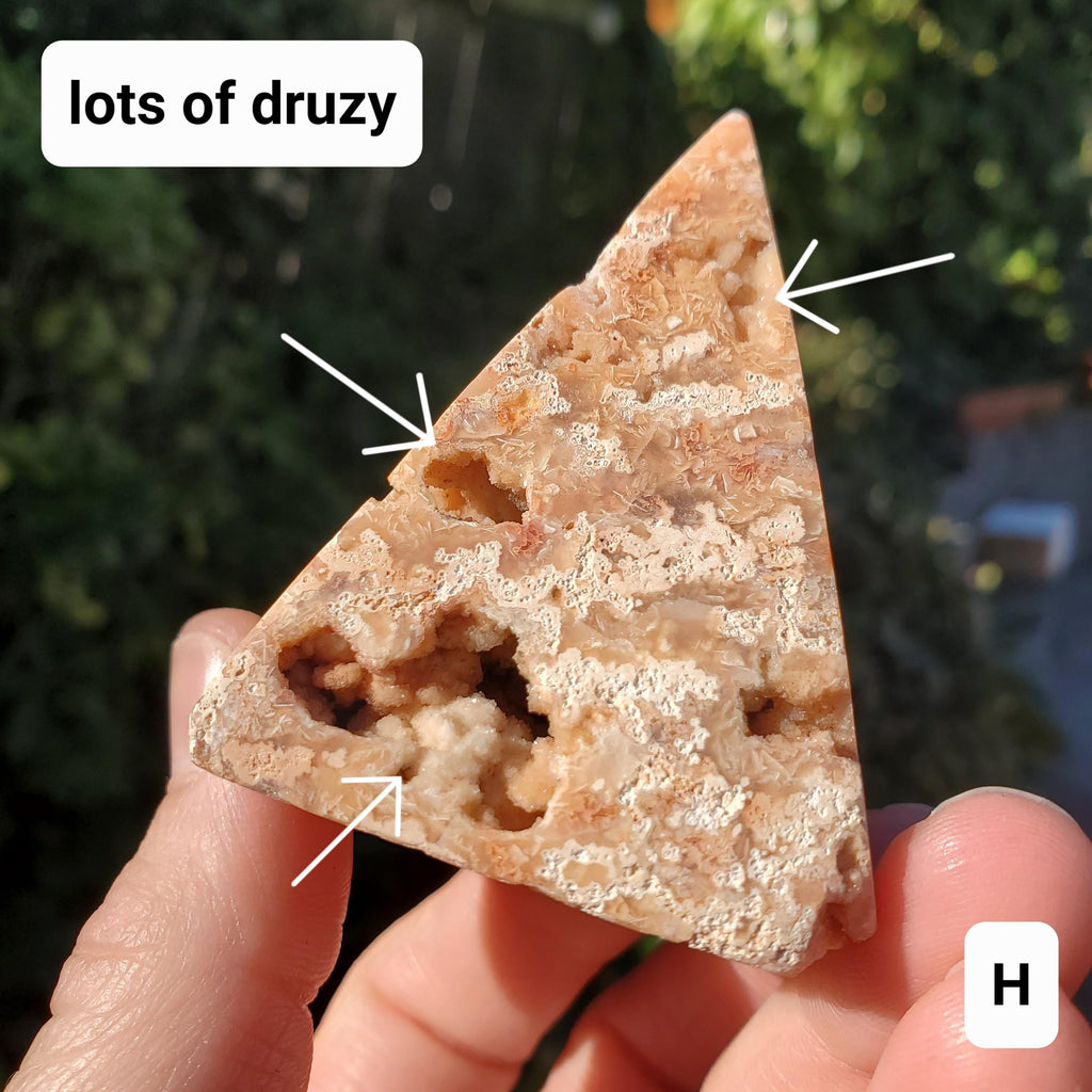 Druzy Pink Lace Agate Pyramid - Balance Physical, Mental, Emotional - 2" Square Crystal Healing Pyramid Flashy Statement Gemstone