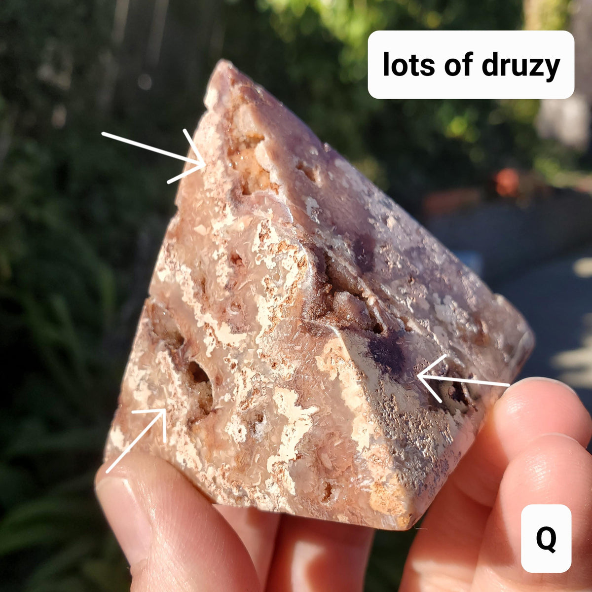 Druzy Pink Lace Agate Pyramid - Balance Physical, Mental, Emotional - 2" Square Crystal Healing Pyramid Flashy Statement Gemstone
