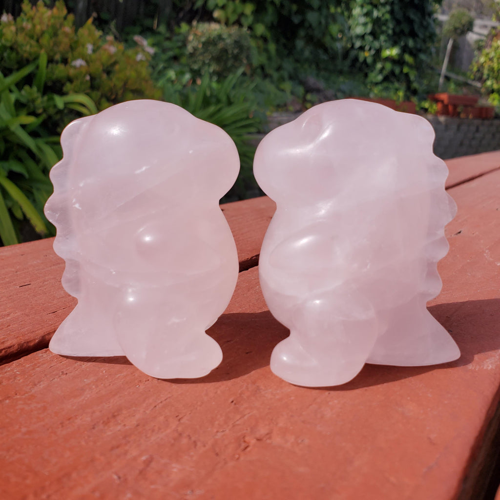 Chubby Rose Quartz Baby Dinosaur - Unconditional Love, Compassion, Self Love - 3.15" tall Pink Crystal Dino Carving Healing Crystal Raptor