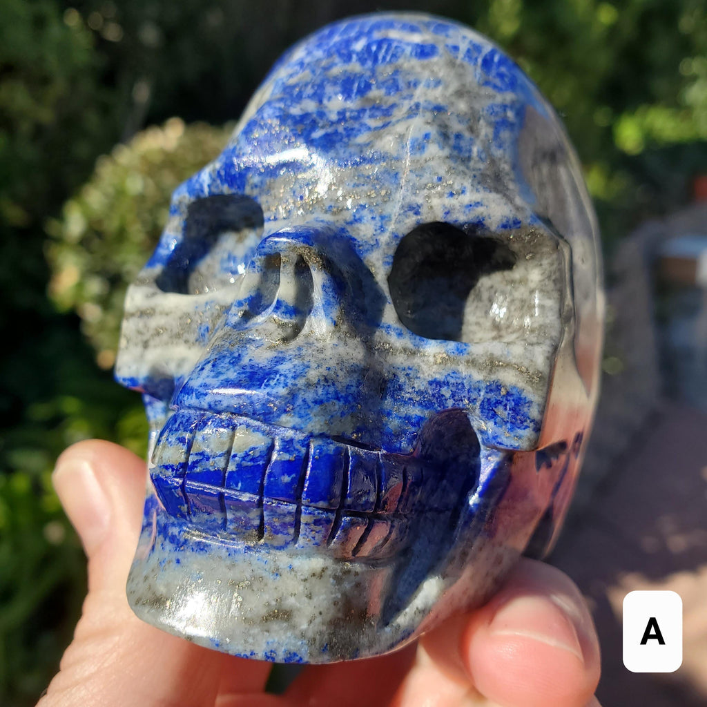 Lapis Lazuli Skull - Speak Your Truth, Communication - Lapiz Lazuli Carved Skull Stone Healing Crystal Gemstone Statement