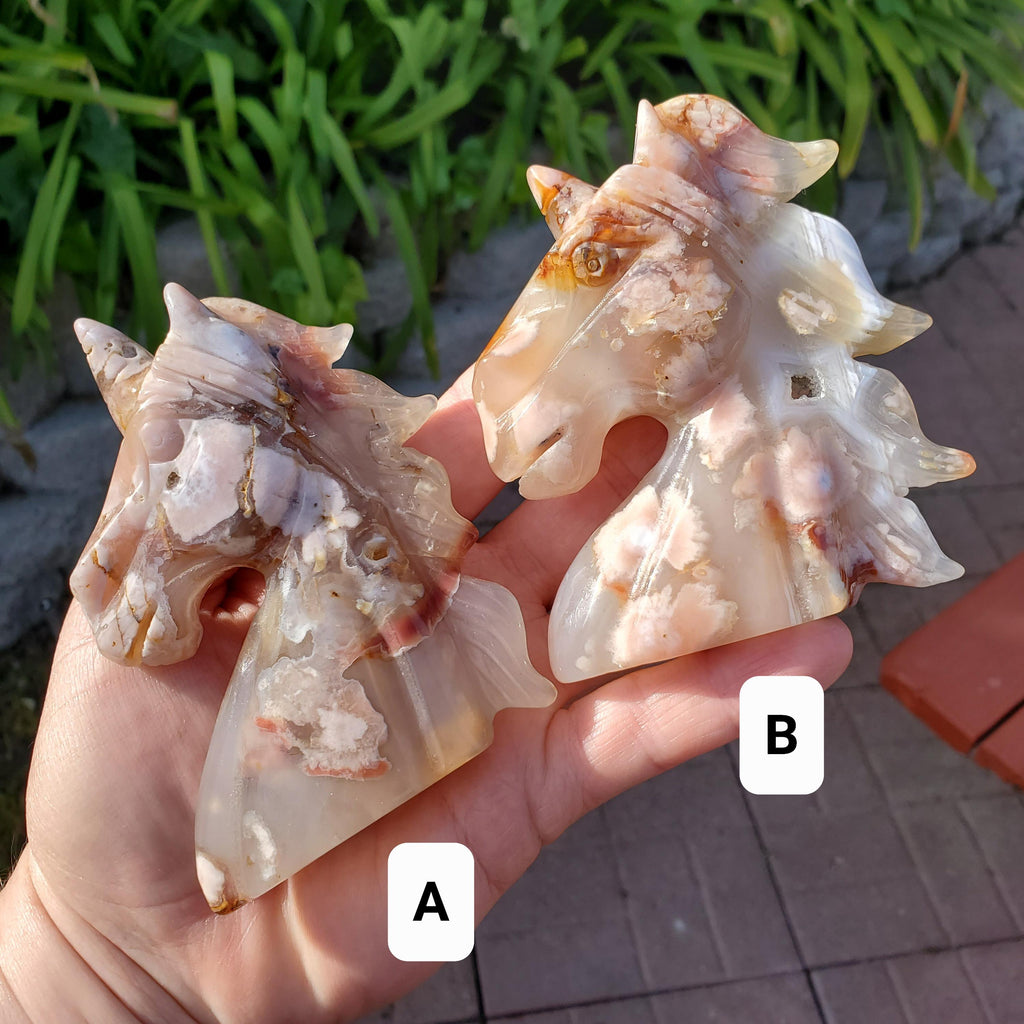 Flower Agate Unicorn - Gentle, Nourishing, Growth, Manifest - Carved Unicorn Crystal Stone Healing Crystals Gemstone