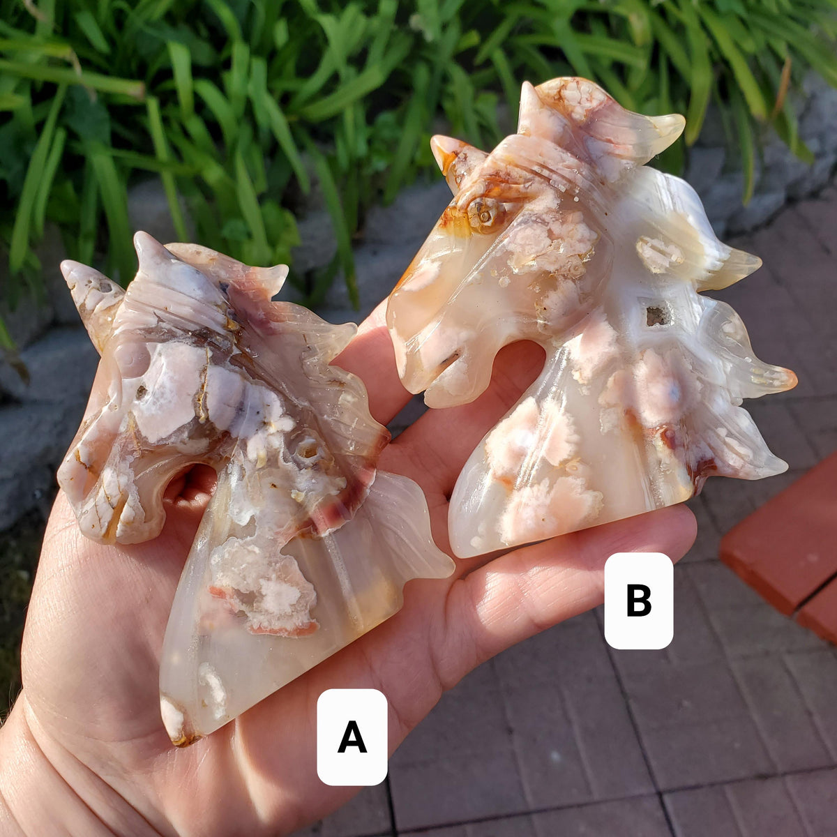 Flower Agate Unicorn - Gentle, Nourishing, Growth, Manifest - Carved Unicorn Crystal Stone Healing Crystals Gemstone