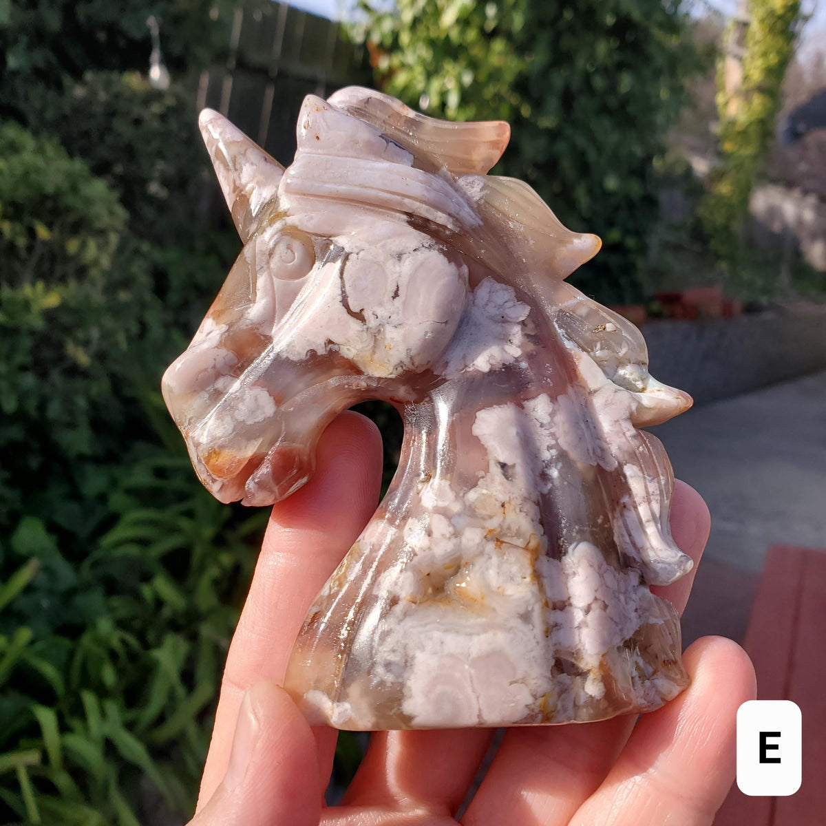 Flower Agate Unicorn - Gentle, Nourishing, Growth, Manifest - Carved Unicorn Crystal Stone Healing Crystals Gemstone