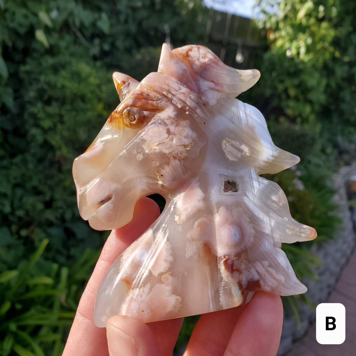 Flower Agate Unicorn - Gentle, Nourishing, Growth, Manifest - Carved Unicorn Crystal Stone Healing Crystals Gemstone