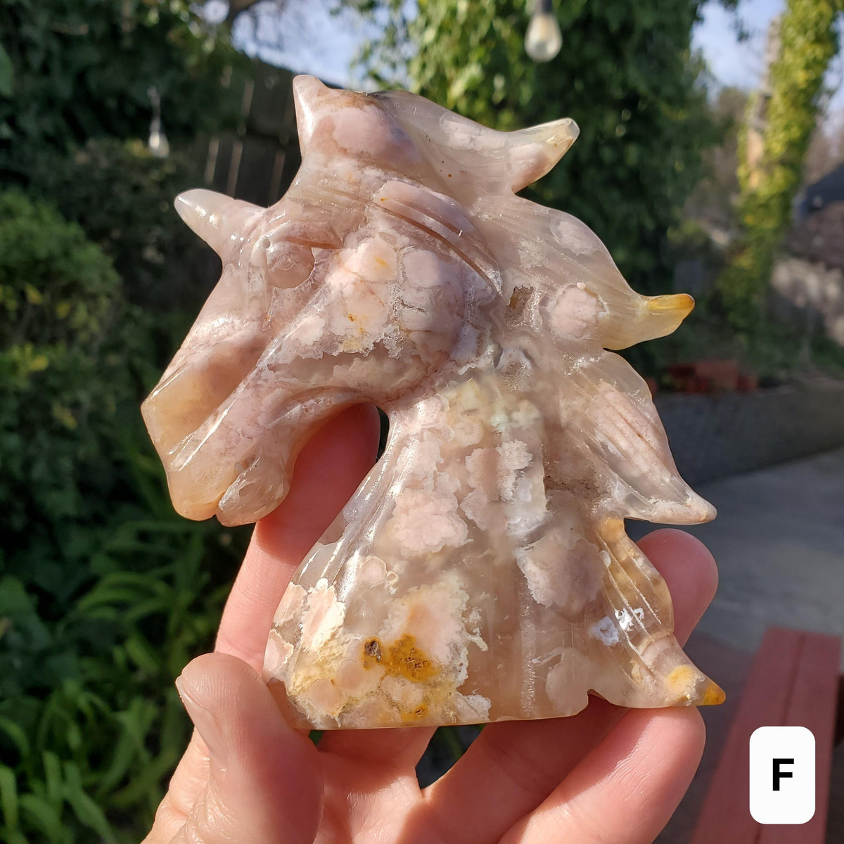 Flower Agate Unicorn - Gentle, Nourishing, Growth, Manifest - Carved Unicorn Crystal Stone Healing Crystals Gemstone