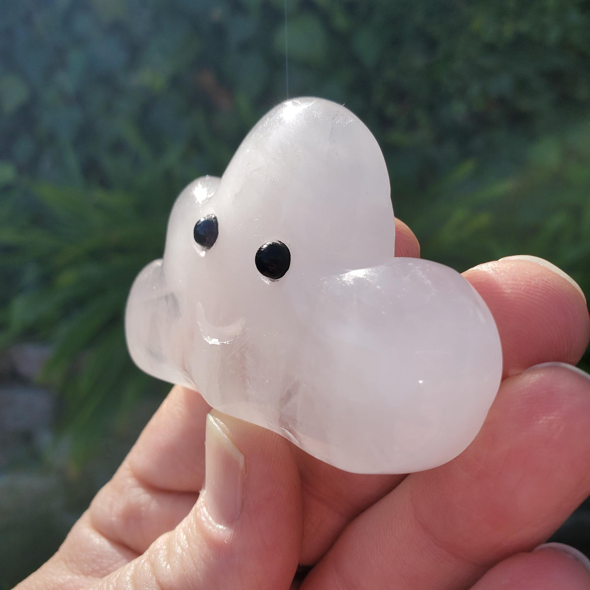 Happy Quartz Cloud - Counteracts the Negative, Magnifies Positive Energy, Cleanses the Aura - Clear Cute Cloud Crystal Healing Gemstone