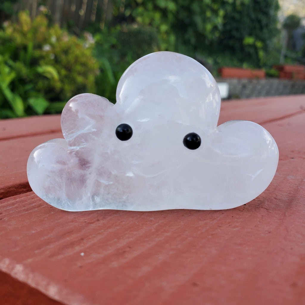 Happy Quartz Cloud - Counteracts the Negative, Magnifies Positive Energy, Cleanses the Aura - Clear Cute Cloud Crystal Healing Gemstone