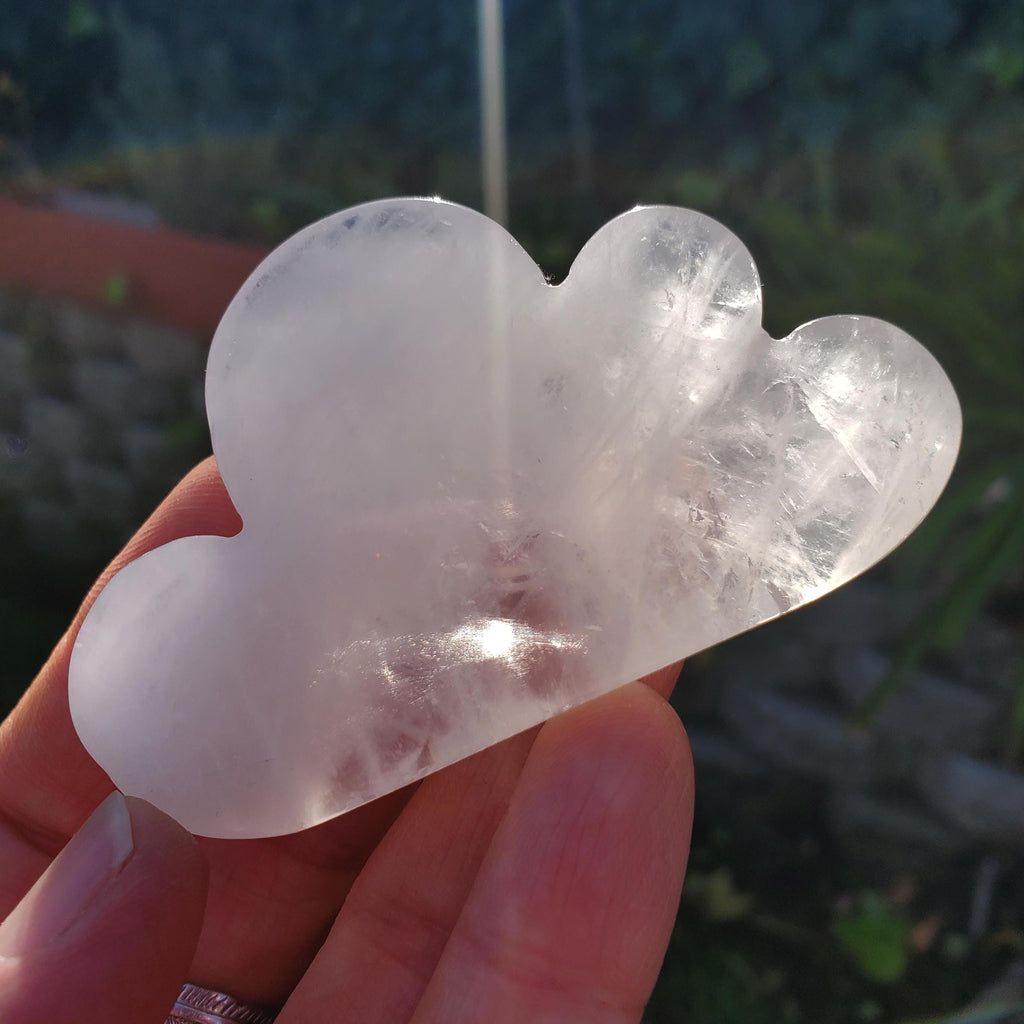 Happy Quartz Cloud - Counteracts the Negative, Magnifies Positive Energy, Cleanses the Aura - Clear Cute Cloud Crystal Healing Gemstone