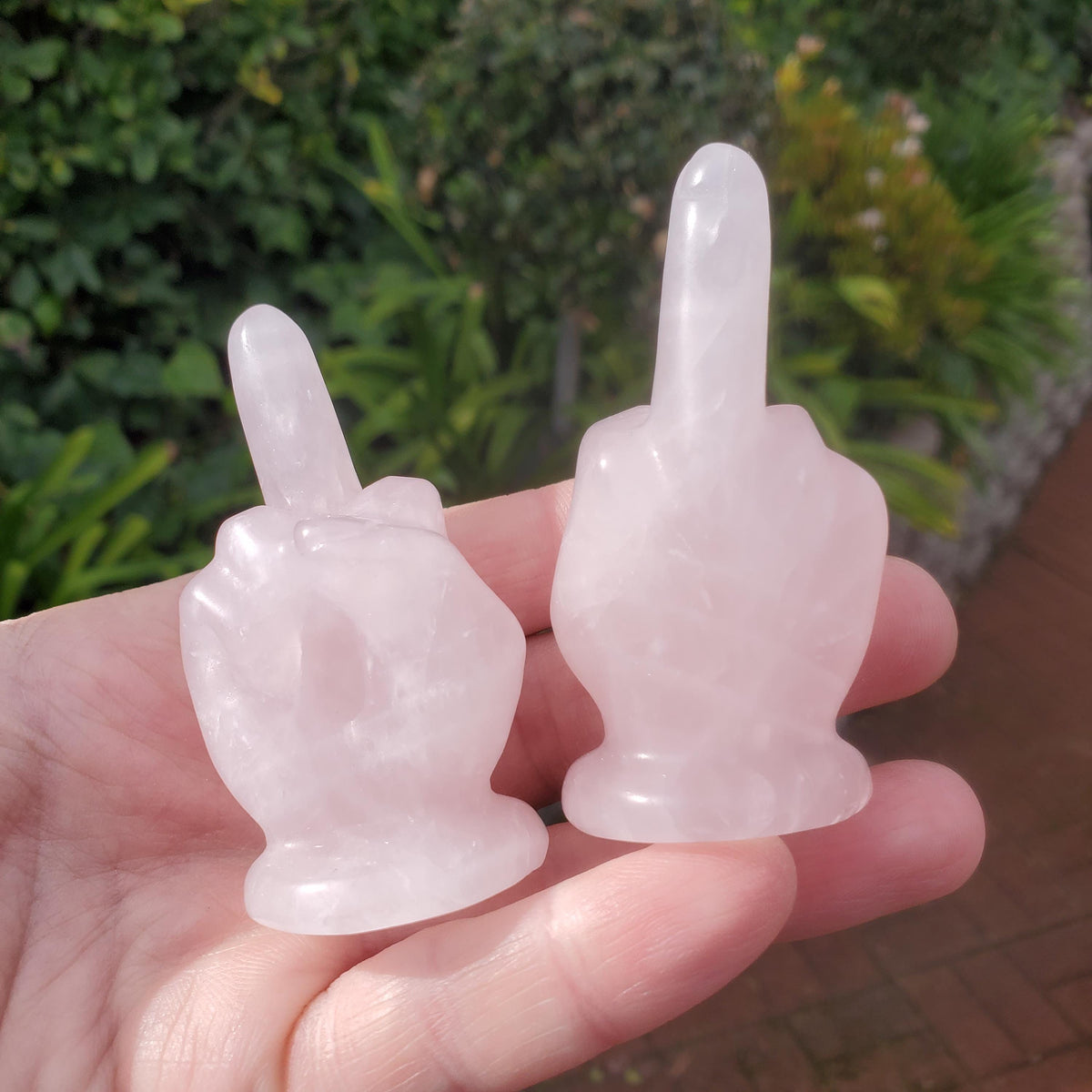 Small Rose Quartz Middle Finger - Unconditional Love, Compassion, Forgiveness, Understanding - 2.7" Pink Crystal Hand Carving Gemstones