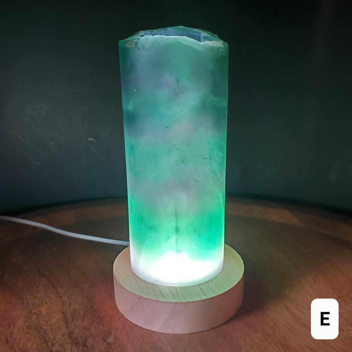 Green Rainbow Fluorite Lamp (2.15" wide) - Mental Clarity, Stability, Energetic Protection - Accent Light Mood Lighting Crystal Stone